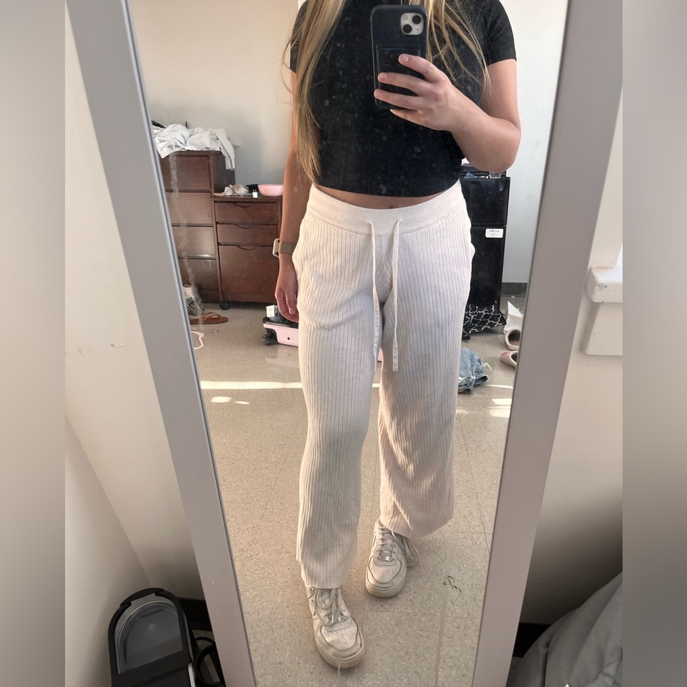 stars above ribbed wide leg sweatpants